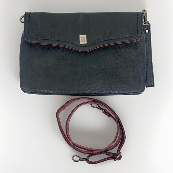 BROOKLYN INDUSTRIES Envelope Clutch Wristlet Xbody Bag Black Oxblood Red VEGAN - Picture 1 of 10